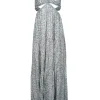 Jonathan Simkhai - Sage Green & White Leaf Print Tiered Halter Dress Sz S