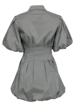 Jonathan Simkhai - Sage Green Mini Shirtdress w/ Bubble Hem & Sleeves Sz 0