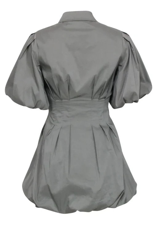 Jonathan Simkhai - Sage Green Mini Shirtdress w/ Bubble Hem & Sleeves Sz 0