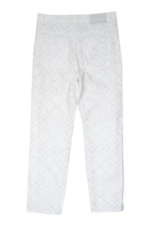 Jonathan Simkhai - White Eyelet Lace Jeans w/ Buttoned Sides Sz 2