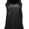 Joseph - Black Nappa Leather Scoopneck Top Sz 4