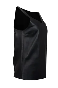 Joseph - Black Nappa Leather Scoopneck Top Sz 4