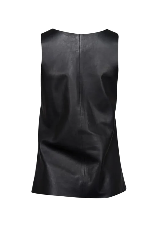 Joseph - Black Nappa Leather Scoopneck Top Sz 4
