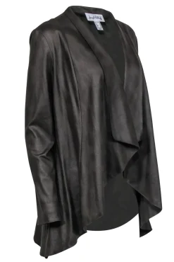 Joseph Ribkoff - Dark Green Asymmetrical Faux Leather Jacket Sz 12