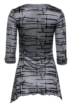 Joseph Ribkoff - Metallic Gray Patterned Tunic-Style Top Sz 2