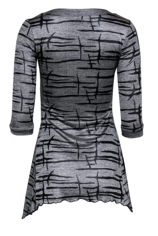Joseph Ribkoff - Metallic Gray Patterned Tunic-Style Top Sz 2
