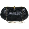 Judith Leiber – Black Snakeskin w/ Purple & Green Gem Clasp Clutch