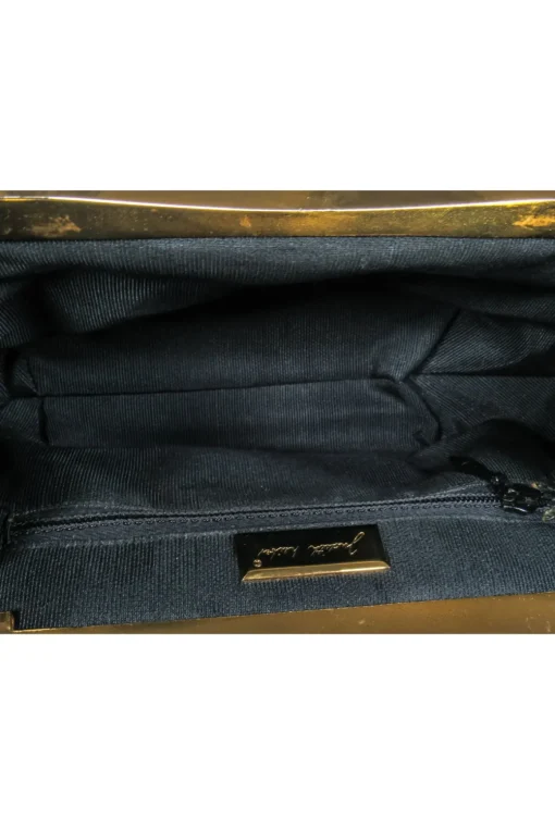 Judith Leiber – Black Snakeskin w/ Purple & Green Gem Clasp Clutch