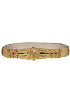 Judith Leiber - Vintage Tan Snakeskin Belt w/ Gold Lion Clasp