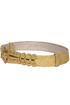 Judith Leiber - Vintage Tan Snakeskin Belt w/ Gold Lion Clasp
