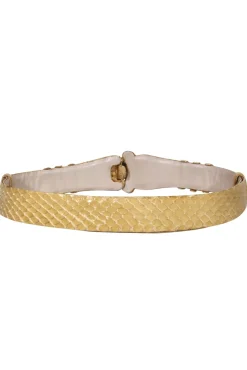 Judith Leiber - Vintage Tan Snakeskin Belt w/ Gold Lion Clasp