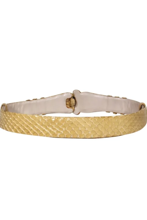 Judith Leiber - Vintage Tan Snakeskin Belt w/ Gold Lion Clasp