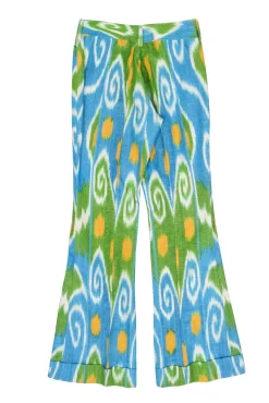 Jules Reid - Blue, Green, & Yellow Abstract Print Silk Pants Sz 0