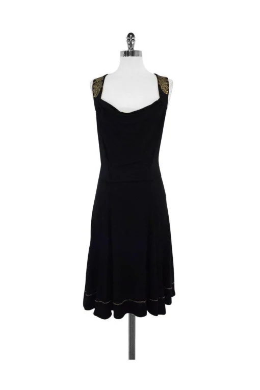 Just Cavalli - Black & Gold Sleeveless Dress Sz 8
