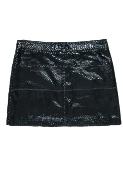 Just Cavalli - Black Patent Leather Embossed Snakeskin Miniskirt Sz 10