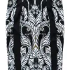 Just Cavalli - Black w/ White & Gold Abstract Paisley Print Satin Skirt Sz 4