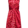 Just Cavalli - Hot Pink & Purple Leopard Print Ruched Sleeveless Midi Dress Sz 4