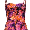 Just Cavalli - Purple & Orange Satin Floral Print Cami Sz 2