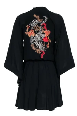 Karen Millen - Black Mini Dress w/ Embroidered Back Detail Sz 4