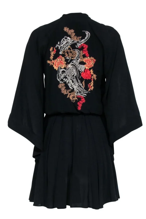 Karen Millen - Black Mini Dress w/ Embroidered Back Detail Sz 4
