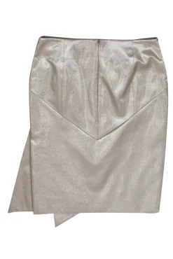 Karen Millen - Champagne Sparkly Pleated Pencil Skirt w/ Flounce Sz 8