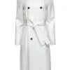 Karen Millen - White Double Breasted Belted Longline Coat Sz 6