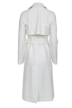 Karen Millen - White Double Breasted Belted Longline Coat Sz 6