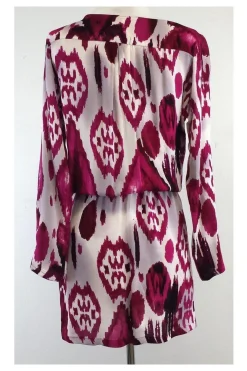 Karina Grimaldi - Magenta Print Long Sleeve Dress Sz XS