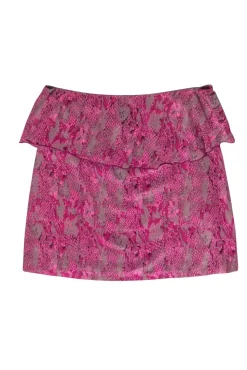 Karina Grimaldi - Purple & Grey Snakeskin Print Silk Mini Skirt Sz XS