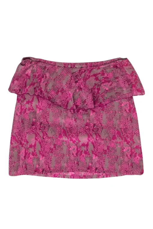 Karina Grimaldi - Purple & Grey Snakeskin Print Silk Mini Skirt Sz XS