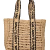 Karl Lagerfeld - Beige & Black Raffia Tote