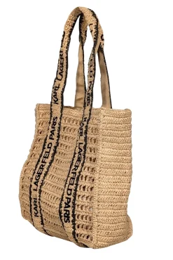 Karl Lagerfeld - Beige & Black Raffia Tote