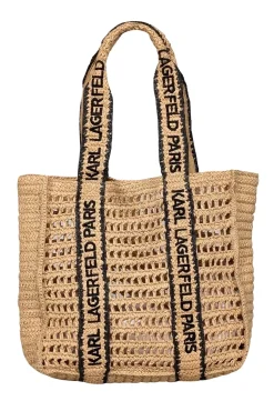 Karl Lagerfeld - Beige & Black Raffia Tote