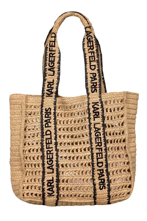 Karl Lagerfeld - Beige & Black Raffia Tote