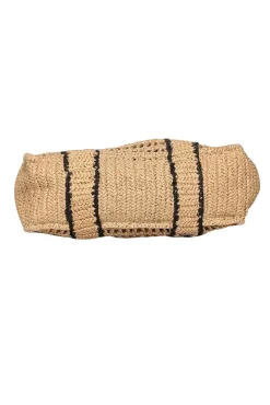 Karl Lagerfeld - Beige & Black Raffia Tote