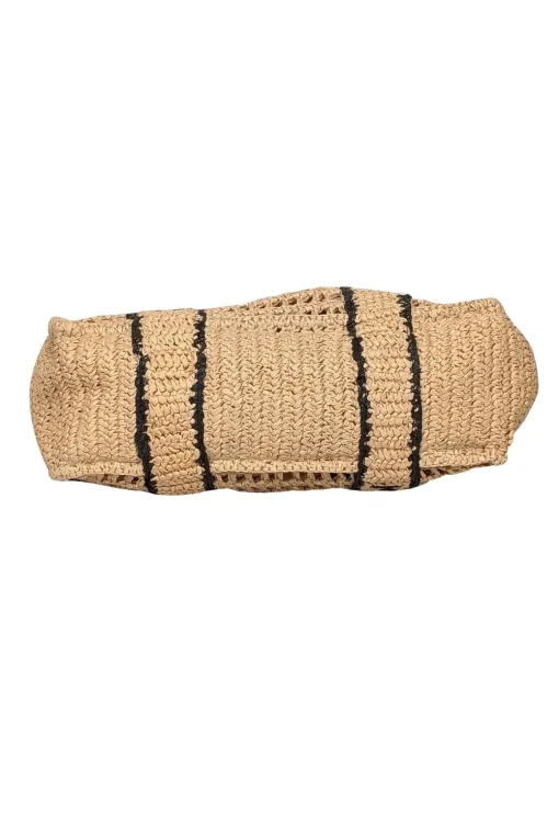 Karl Lagerfeld - Beige & Black Raffia Tote