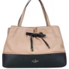 Kate Spade - Beige & Black Leather Handbag w/ Bow Accent