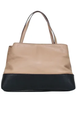 Kate Spade - Beige & Black Leather Handbag w/ Bow Accent