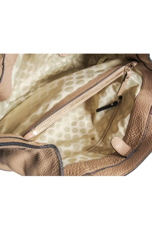 Kate Spade - Beige & Black Leather Handbag w/ Bow Accent