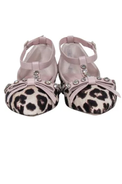 Kate Spade - Beige, Brown, & Black Leopard Print Flats w/ Jeweled Bow Straps Sz 6