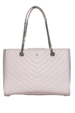 Kate Spade - Beige Leather Chevron Stitch Shoulder Handbag