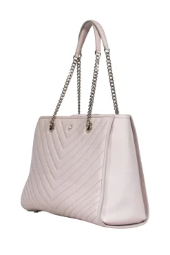Kate Spade - Beige Leather Chevron Stitch Shoulder Handbag