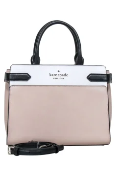 Kate Spade - Beige, White & Black Saffiano "Staci" Leather Satchel