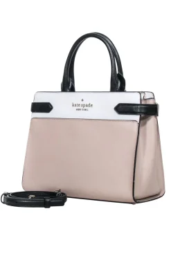 Kate Spade - Beige, White & Black Saffiano "Staci" Leather Satchel