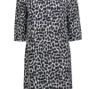 Kate Spade - Black & Cream Leopard Print Quarter Sleeve Shift Dress Sz 8