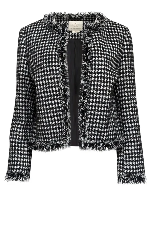 Kate Spade - Black & Cream Boucle Open Front Jacket Sz 6