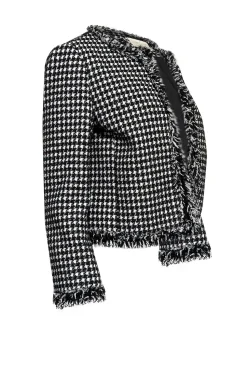 Kate Spade - Black & Cream Boucle Open Front Jacket Sz 6