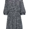 Kate Spade - Black & White Wavy Print Fit & Flare Dress Sz M