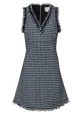 Kate Spade - Black & White Houndstooth Sparkly Tweed Dress Sz 6