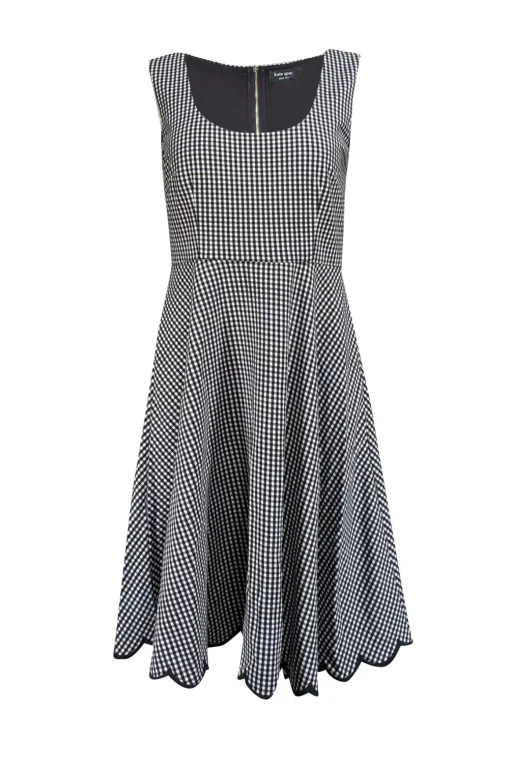 Kate Spade - Black & White Checkered Sleeveless Dress Sz M